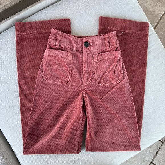 New Anthropologie The Colette Corduroy Full-Length Wide Leg Pants Mauve 23T Tall - Picture 4 of 11
